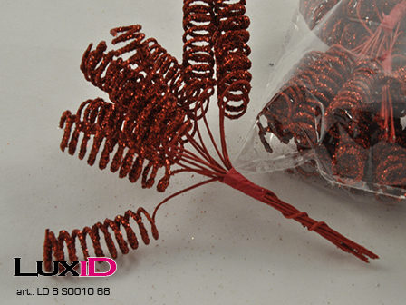 X-mass curls wire 68 rood 90mm (6X12=72pcs)